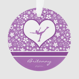 Monogrammed Purple Flowers Pattern Figuur Skating Ornament