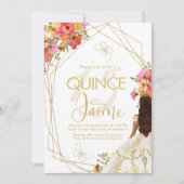 Monogrammed Quince Florals Garden Girl Invitation Kaart (Voorkant)