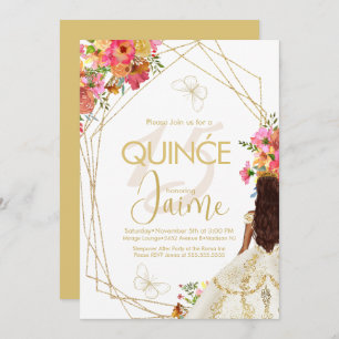 Monogrammed Quince Florals Garden Girl Invitation Kaart