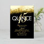 Monogrammed Quince geperste Glitter Gold Folie Uitnodiging (Staand Voorkant)