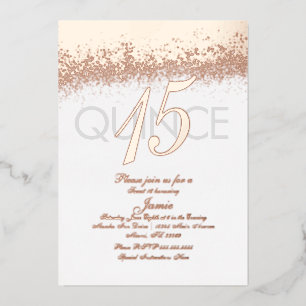 Monogrammed Quince Gold geperste glitter Folie Uitnodiging