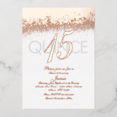Monogrammed Quince Gold geperste glitter Folie Uitnodiging (Voorkant)