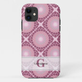 Monogrammed Radiant Dusky Roos Dot Mandala Tiled Case-Mate iPhone Case (Achterkant)