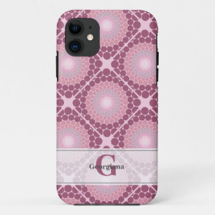 Monogrammed Radiant Dusky Roos Dot Mandala Tiled Case-Mate iPhone Case