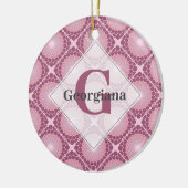 Monogrammed Radiant Dusky Roos Dot Mandala Tiled Keramisch Ornament (Links)