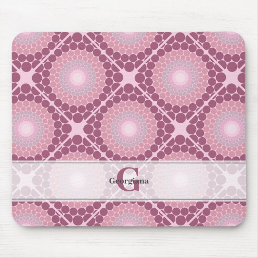 Monogrammed Radiant Dusky Roos Dot Mandala Tiled Muismat (Voorkant)