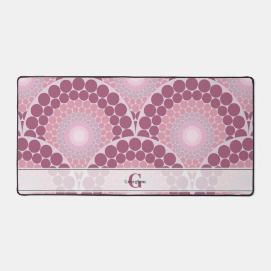 Monogrammed Radiant Pinks Dusky Roos Dot Mandala Bureaumat (Voorkant)