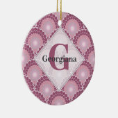 Monogrammed Radiant Pinks Dusky Roos Dot Mandala Keramisch Ornament (Rechts)
