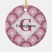 Monogrammed Radiant Pinks Dusky Roos Dot Mandala Keramisch Ornament (Voorkant)
