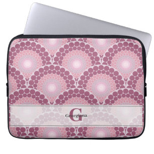 Monogrammed Radiant Pinks Dusky Roos Dot Mandala Laptop Sleeve