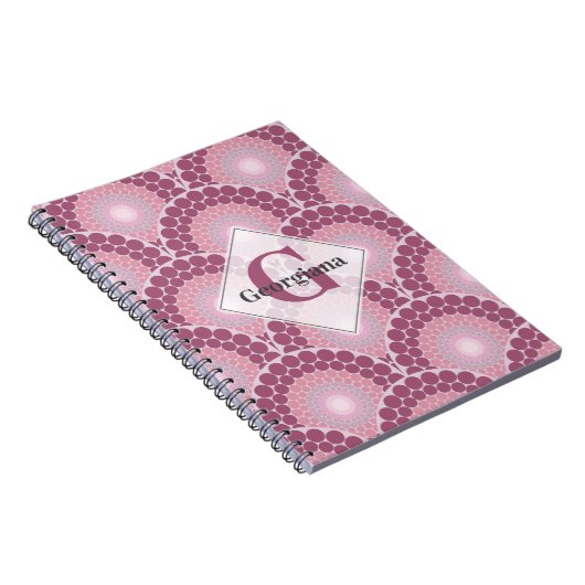 Monogrammed Radiant Pinks Dusky Roos Dot Mandala Notitieboek (Rechterzijde)