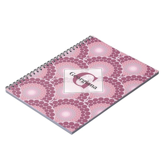 Monogrammed Radiant Pinks Dusky Roos Dot Mandala Notitieboek (Linkerzijde)