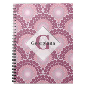 Monogrammed Radiant Pinks Dusky Roos Dot Mandala Notitieboek