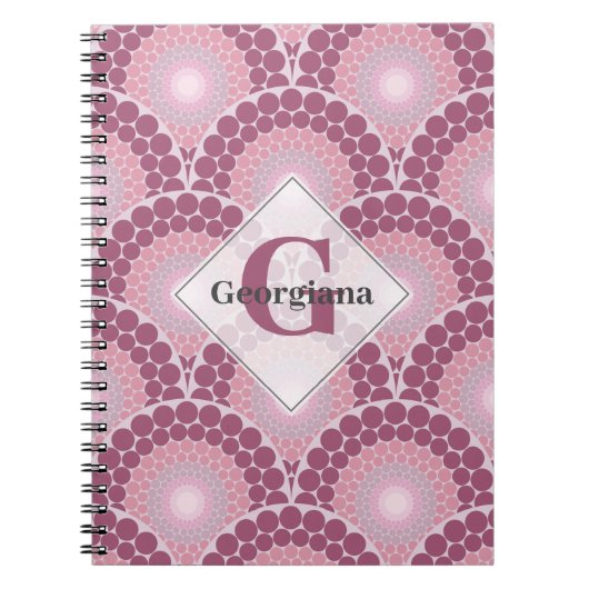 Monogrammed Radiant Pinks Dusky Roos Dot Mandala Notitieboek (Voorkant)