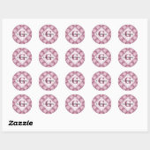 Monogrammed Radiant Pinks Dusky Roos Dot Mandala Ronde Sticker (Vel)