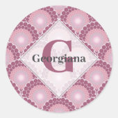 Monogrammed Radiant Pinks Dusky Roos Dot Mandala Ronde Sticker (Voorkant)