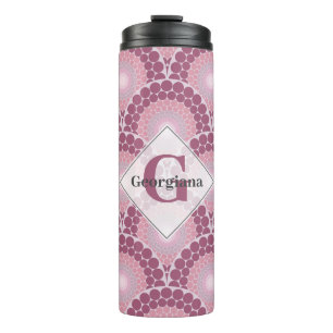 Monogrammed Radiant Pinks Dusky Roos Dot Mandala Thermosbeker