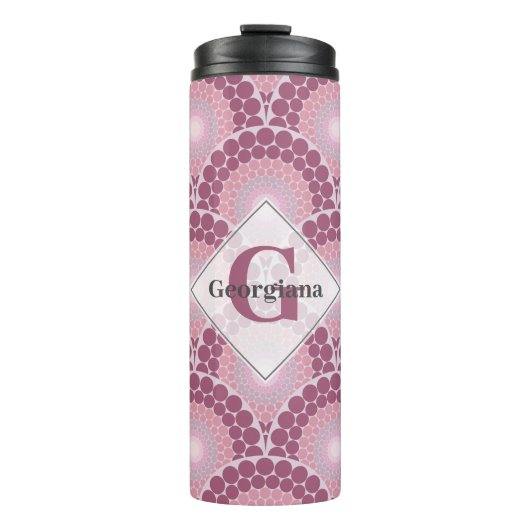 Monogrammed Radiant Pinks Dusky Roos Dot Mandala Thermosbeker (Voorkant)
