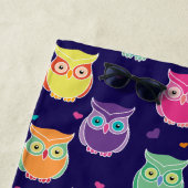Monogrammed Rainbow Blue Owl Pattern Girls Animal Strandlaken (In situ)