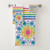 Monogrammed Rainbow Floral Fountain Art Deco Schaa Bad Handdoek (Insitu)