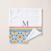 Monogrammed Rainbow Floral Fountain Art Deco Schaa Bad Handdoek (Wasdoekje)