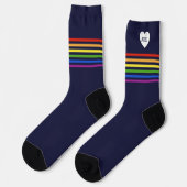 Monogrammed Rainbow Stripe Navy Blue Sokken (Links)