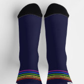 Monogrammed Rainbow Stripe Navy Blue Sokken (Top)