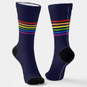Monogrammed Rainbow Stripe Navy Blue Sokken (Gebogen)