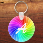 Monogrammed Rainbow Twirl Sleutelhanger (Voorkant)