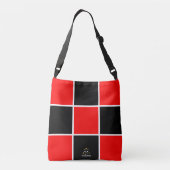 Monogrammed Red and Black Checker Board Canvas tas (Achterkant)