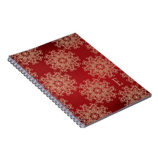 Monogrammed Red and Gold Notebook Journal Notitieboek (Rechterzijde)