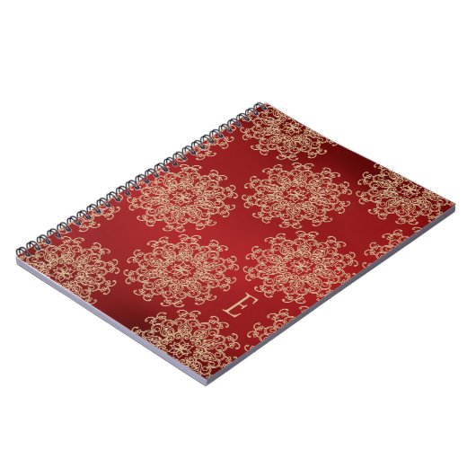 Monogrammed Red and Gold Notebook Journal Notitieboek (Linkerzijde)