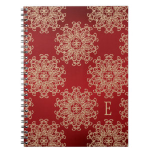 Monogrammed Red and Gold Notebook Journal Notitieboek