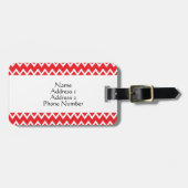 Monogrammed Red and White Chevron Pattern Bagagelabel (Voorkant horizontaal)