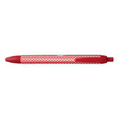 Monogrammed Red and White Chevron Pattern Zwarte Inkt Pen (Achterkant)