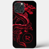 Monogrammed Red Asian Dragon Case-Mate iPhone Case (Achterkant)