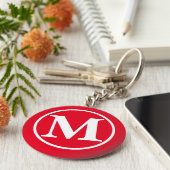 Monogrammed Red BB Sleutelhanger (Zijkant)