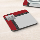 Monogrammed Red Black Grey Onderzetter Set (6) (Linkerzijde)