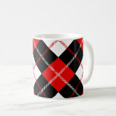 Monogrammed Red Black White Argyle Pset Koffiemok (Voorkant rechts)