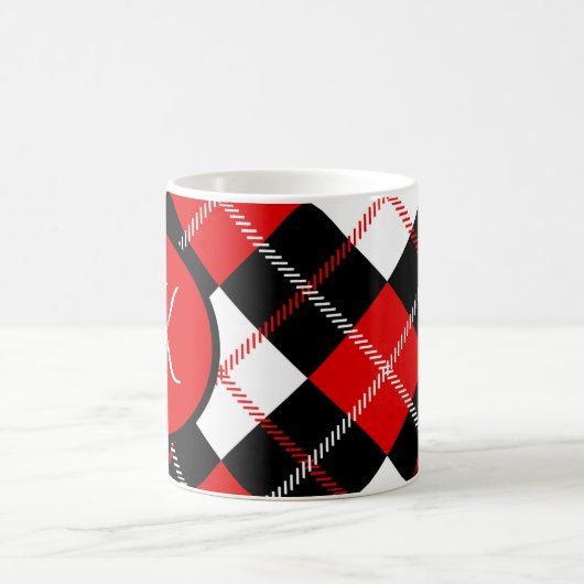 Monogrammed Red Black White Argyle Pset Koffiemok (Center)