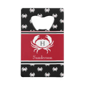 Monogrammed Red Black White Crab Nautical Credit Creditkaart Flessenopener (Voorkant)