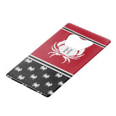 Monogrammed Red Black White Crab Nautical Credit Creditkaart Flessenopener (Achterkant Gekanteld)
