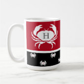 Monogrammed Red Black White Crab Nautical Koffiemok (Links)