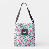 Monogrammed Red Blue Medical Pattern Nurse Crossbody Tas (Achterkant)