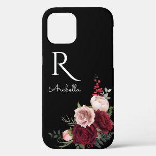 Monogrammed Red Blush-Rozen op zwart Case-Mate iPhone Case