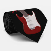 Monogrammed Red Electric Guitar Stropdas (Opgerold)