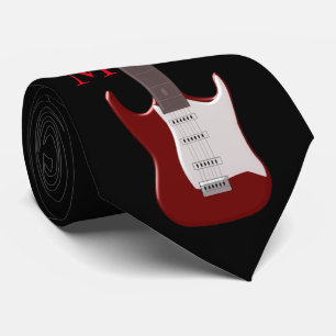 Monogrammed Red Electric Guitar Stropdas