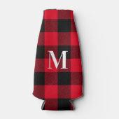 Monogrammed Red en Black Lumberjack Buffalo Play Flesjeskoeler (Voorkant)
