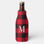 Monogrammed Red en Black Lumberjack Buffalo Play Flesjeskoeler (Fles Voorkant)