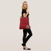 Monogrammed Red en Black Tartan Pset Tote Bag (Op model)